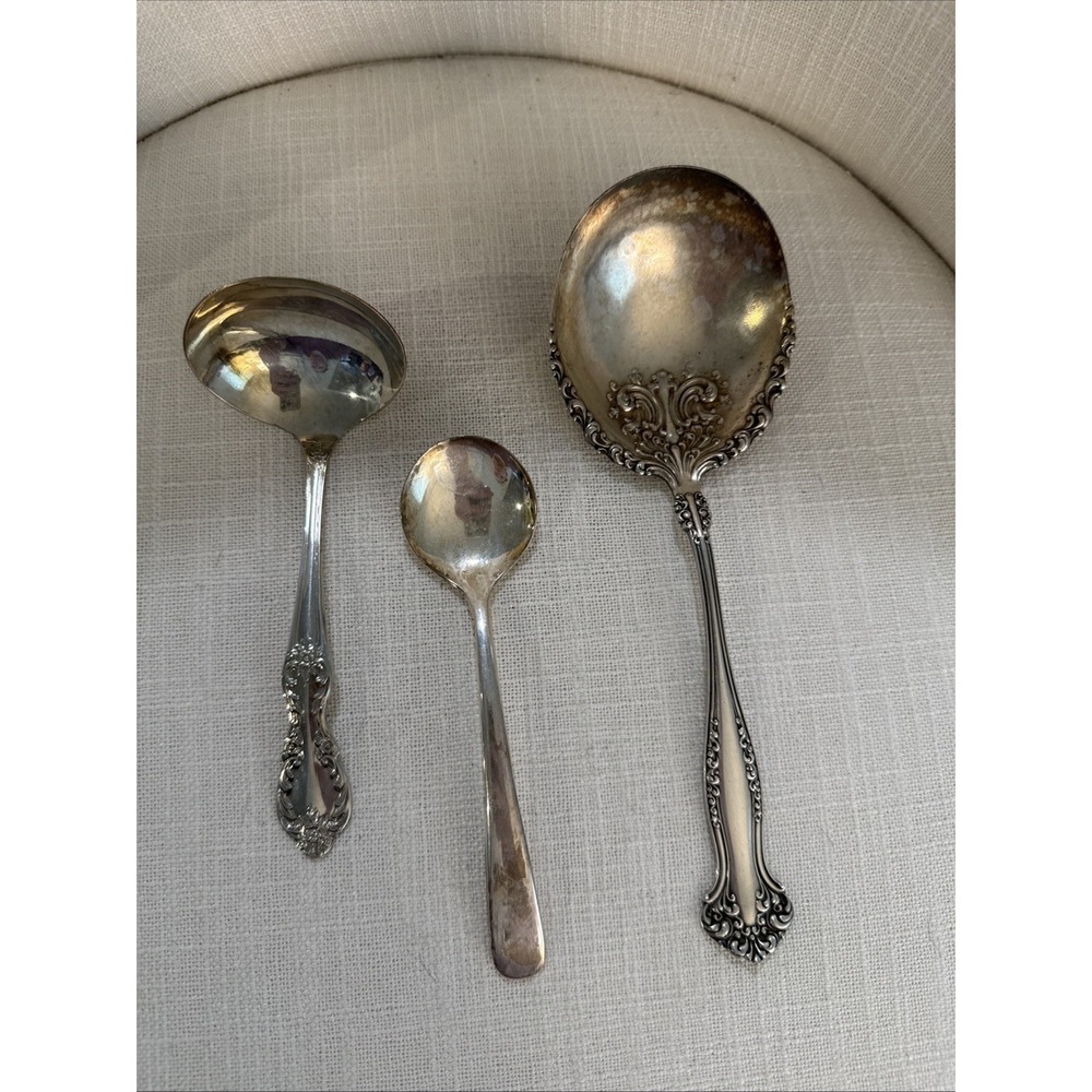 3 Piece Bundle of Assorted Silver-Plated Serving Utensils Rogers‎ Bros WM Rogers